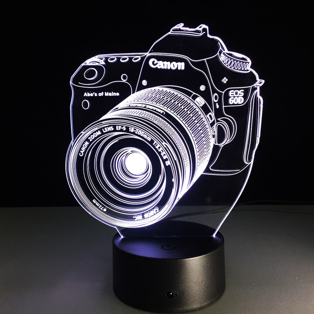 3D lamp fotoaparaadi kujul öövalgus must alus LED valgustus kodu sisustus kingiidee