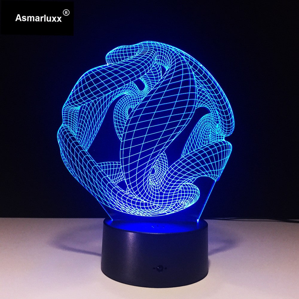 abstraktne 3D lamp kaasaegses stiilis sinisel taustal