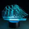 3D lamp purjelaev kujutab purjelaeva detailset kujutist öövalgustina