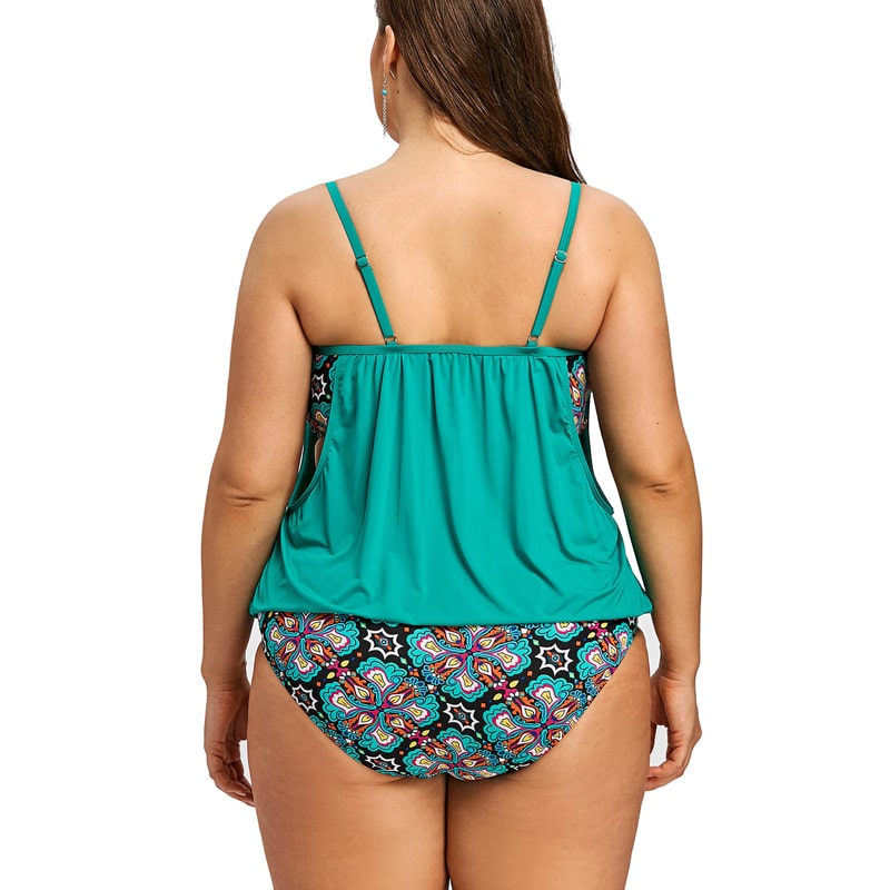 tankini komplekt suuremate suuruste jaoks sinise mustriga