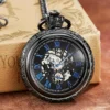 steampunk stiilis taskukell roostevabast terasest korpuse ja 4.8 cm diameetriga koos 37 cm pika ketiga