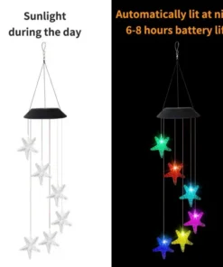 tuulekell led tähtede ja kuuga tekstiilist ja kangast materjaliga 600mah lithium patareiga