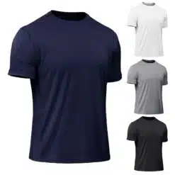 o-kaelusega meeste t-särk polüester spandex materjal mõõtmed suurus m pikkus 73cm rinnaümbermõõt 107cm õlgade laius 45cm
