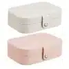 valge ja roosa lihtne ehtekarp pu ja sametist materjaliga mõõtmetega 16.5x11.5x5.5cm