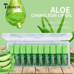 aloe vera värvimuutev huulepalsam 10tk komplekt roosade ja roheliste toonidega
