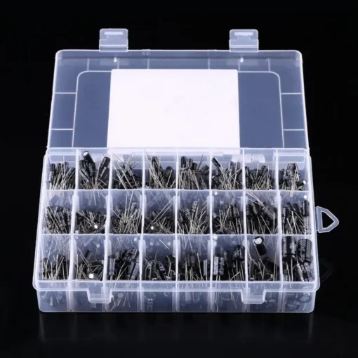 alumiiniumist elektrolüütkondensaatorid komplektis 500 tk erinevates suurustes plastkarbis