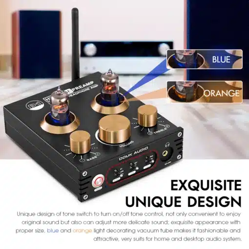 hifi bluetooth 5.0 eelvõimendi koos sinise ja oranži valgusega vaakumtorudega