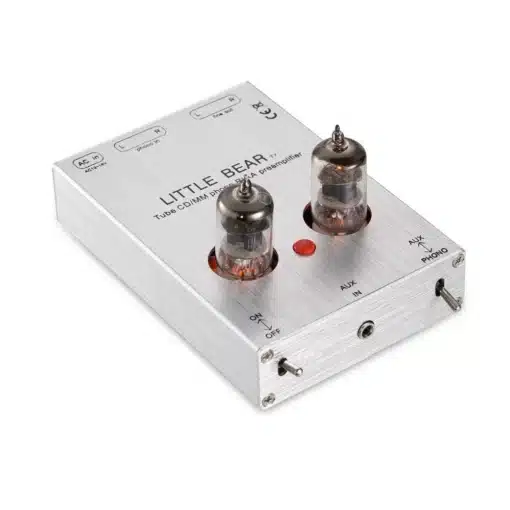 hi-fi stereo-eelvõimendi miniatuurne alumiiniumkorpus ja toruvalgus