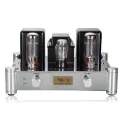 hifi võimendi 24w klass a toruvõimendi pealtvaade musta ja hõbedase disainiga
