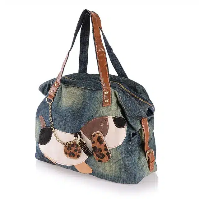 New Fashion Vintage Dog Applique Solid Jean Denim Women Lady's HandBags Shoulder Tote carteira bolsa feminina Free Shipping 9