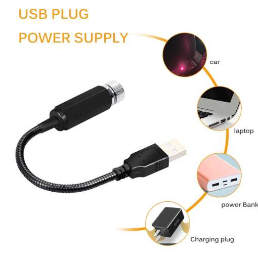 must USB toitega LED valgus, millel on painduv kael ja hõbedane otsik