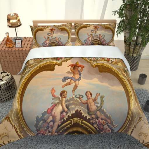 voodipesu komplekt kunstiliste inglite ja ornamentidega