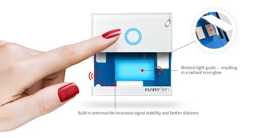 FUNRY ST1 EU Standard 3Gang Smart Remote Control/Touch Radio Light Switch Momentary Push Button Luxury Tempered Glass 433MHz 14