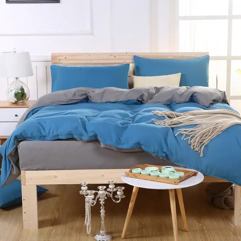 AB side bedding set super king duvet cover set dark blue +beige 3/ 4pcs bedclothes adult bed set man duvet flat sheet 230*250cm 9