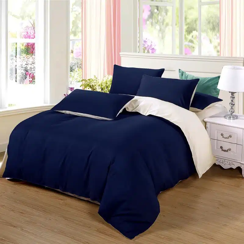 AB side bedding set super king duvet cover set dark blue +beige 3/ 4pcs bedclothes adult bed set man duvet flat sheet 230*250cm 15