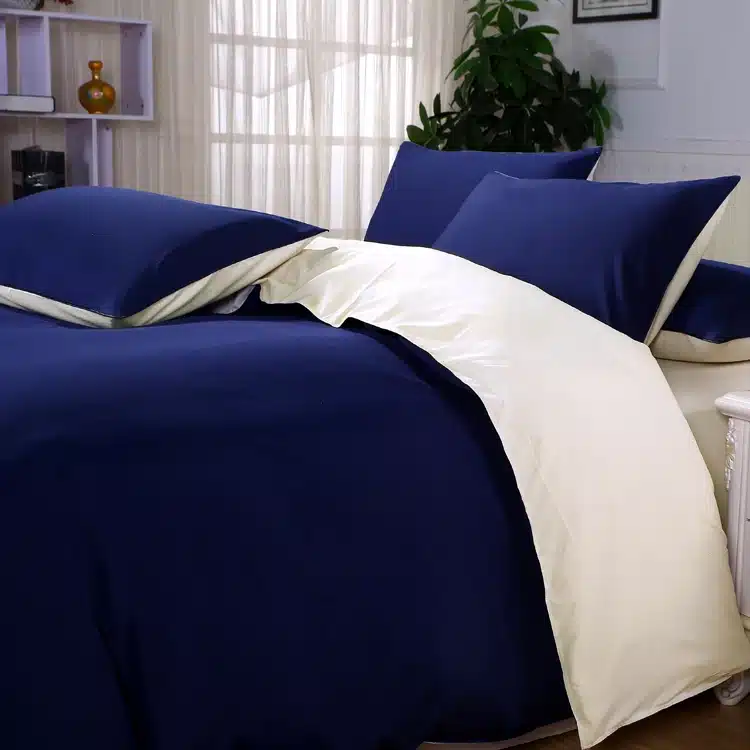 AB side bedding set super king duvet cover set dark blue +beige 3/ 4pcs bedclothes adult bed set man duvet flat sheet 230*250cm 16
