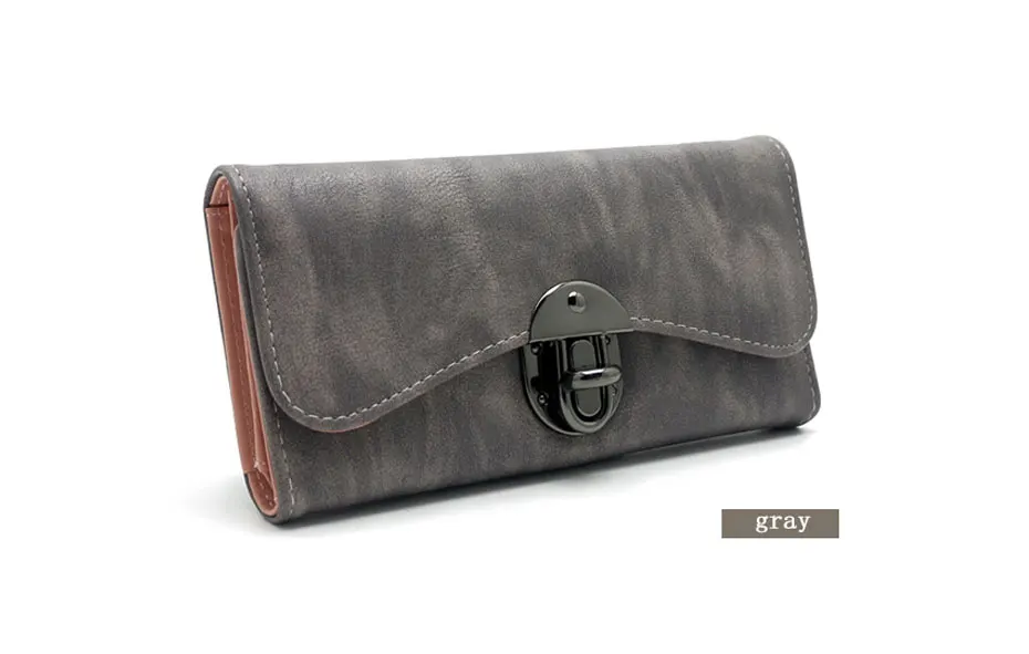 Vintage Fashion Women Wallet 2017 Casual PU Leather Long Wallet Clutch Purse High Quality Metal Hasp Womens Wallets And Purses 12