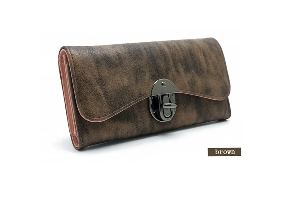 Vintage Fashion Women Wallet 2017 Casual PU Leather Long Wallet Clutch Purse High Quality Metal Hasp Womens Wallets And Purses 13