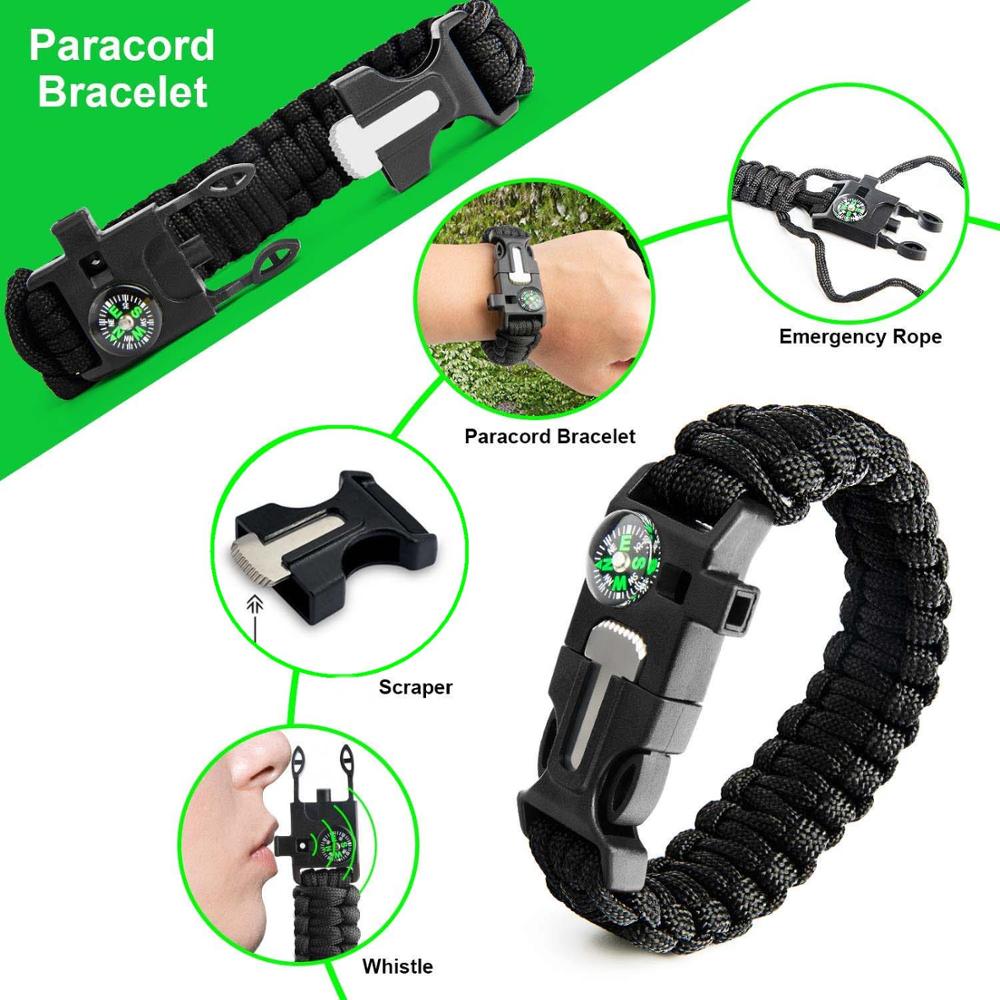 must paracord käevõru kompassi, vile ja kaabitsaga