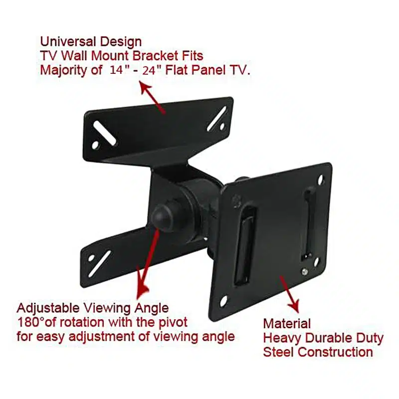 Universal 180 Degrees Rotated SPHC 14-24 Inch Durable Steel LCD LED Falt Panel Plasma TV Wall Mount Bracket 21