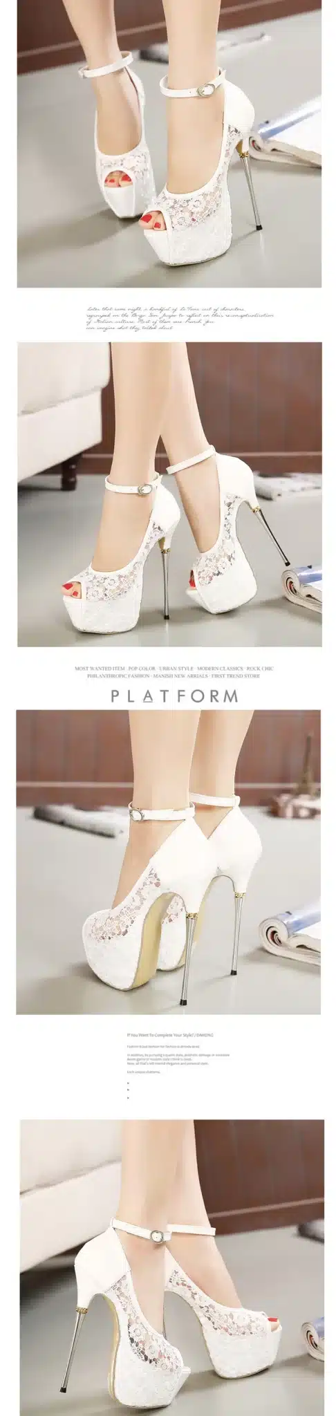 women summer sandals lace pumps women party shoes platform pumps white wedding shoes stiletto heels open toe dress shoes D114 12