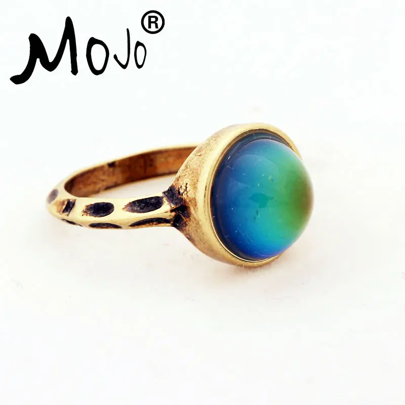 1 PC Antique Bronze Plated Color Changing Mood Rings Changing Color Temperature Emotion Feeling Rings Set For Women/Men MJ-RG002 11