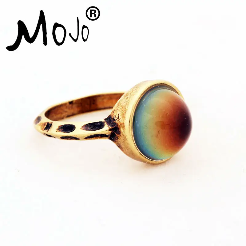 1 PC Antique Bronze Plated Color Changing Mood Rings Changing Color Temperature Emotion Feeling Rings Set For Women/Men MJ-RG002 12