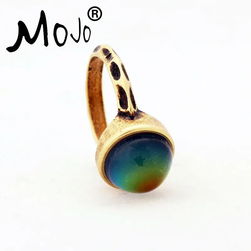 1 PC Antique Bronze Plated Color Changing Mood Rings Changing Color Temperature Emotion Feeling Rings Set For Women/Men MJ-RG002 18