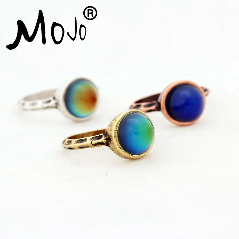 1 PC Antique Bronze Plated Color Changing Mood Rings Changing Color Temperature Emotion Feeling Rings Set For Women/Men MJ-RG002 19