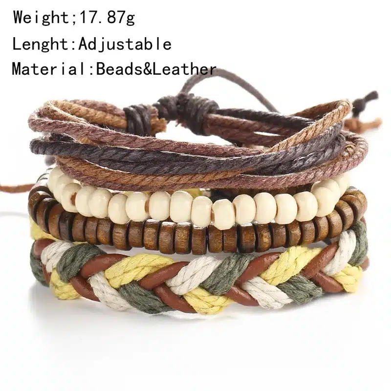 2017 New Brinco Rock Leather Bracelet Men Jewelry Wood Bead Bracelets For Women Vintage Punk Bracelets & Bangles Christmas Gift 39
