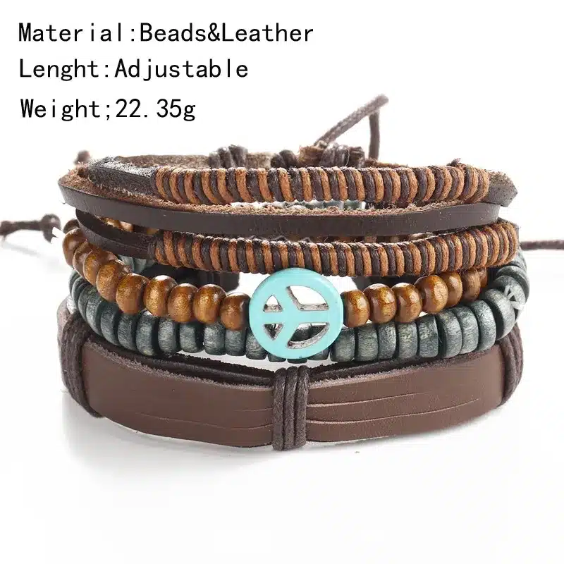 2017 New Brinco Rock Leather Bracelet Men Jewelry Wood Bead Bracelets For Women Vintage Punk Bracelets & Bangles Christmas Gift 41