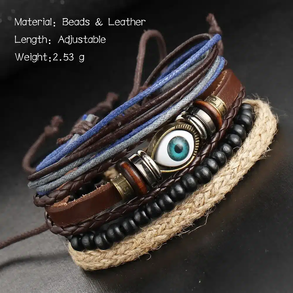 2017 New Brinco Rock Leather Bracelet Men Jewelry Wood Bead Bracelets For Women Vintage Punk Bracelets & Bangles Christmas Gift 43