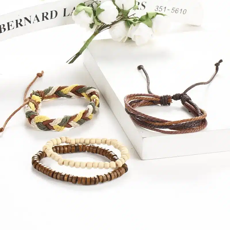 2017 New Brinco Rock Leather Bracelet Men Jewelry Wood Bead Bracelets For Women Vintage Punk Bracelets & Bangles Christmas Gift 51