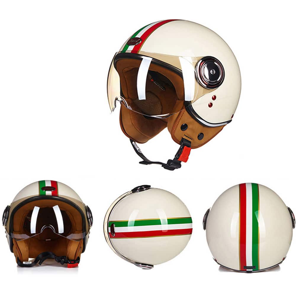 kreemikas vintage stiilis motokiiver triibulise disainiga