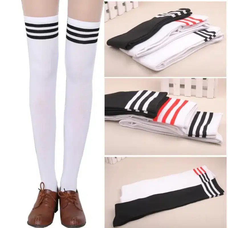 Hot Thigh High Sexy Cotton Socks Women's Striped Over Knee Girl Lady Sock 7
