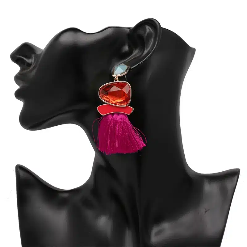 Boho Simulated Pearl Tassel Earrings For Women Vintage Gem Stone Long Fringe Hanging Drop Colorful Earring Pendientes Jewelry 22
