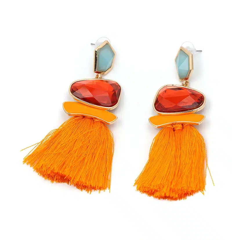 Boho Simulated Pearl Tassel Earrings For Women Vintage Gem Stone Long Fringe Hanging Drop Colorful Earring Pendientes Jewelry 30