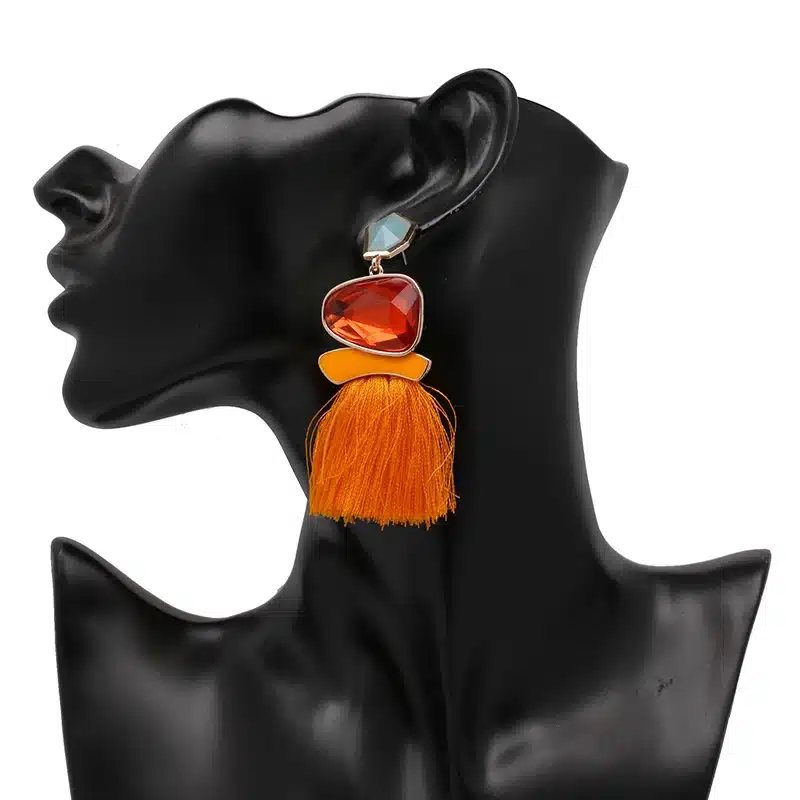 Boho Simulated Pearl Tassel Earrings For Women Vintage Gem Stone Long Fringe Hanging Drop Colorful Earring Pendientes Jewelry 31