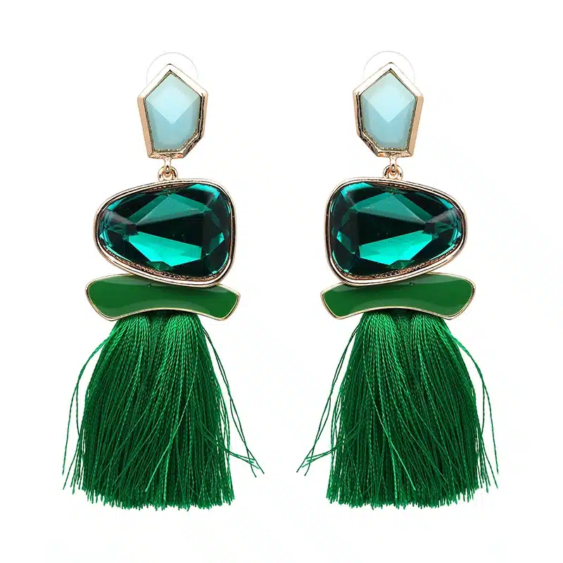 Boho Simulated Pearl Tassel Earrings For Women Vintage Gem Stone Long Fringe Hanging Drop Colorful Earring Pendientes Jewelry 32