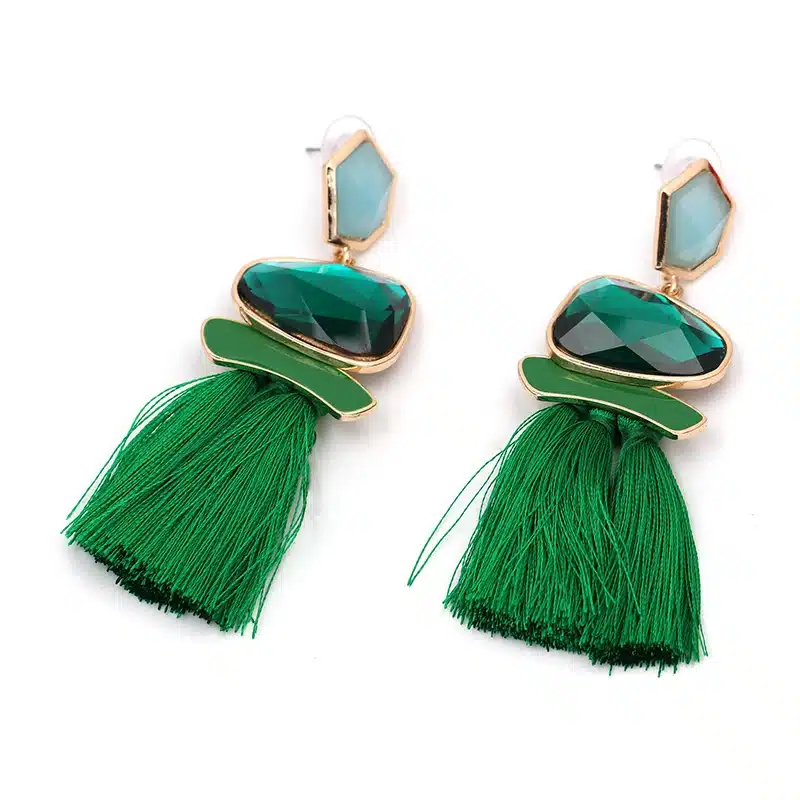 Boho Simulated Pearl Tassel Earrings For Women Vintage Gem Stone Long Fringe Hanging Drop Colorful Earring Pendientes Jewelry 33