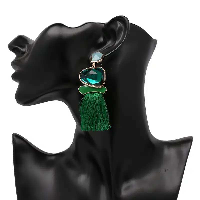 Boho Simulated Pearl Tassel Earrings For Women Vintage Gem Stone Long Fringe Hanging Drop Colorful Earring Pendientes Jewelry 34