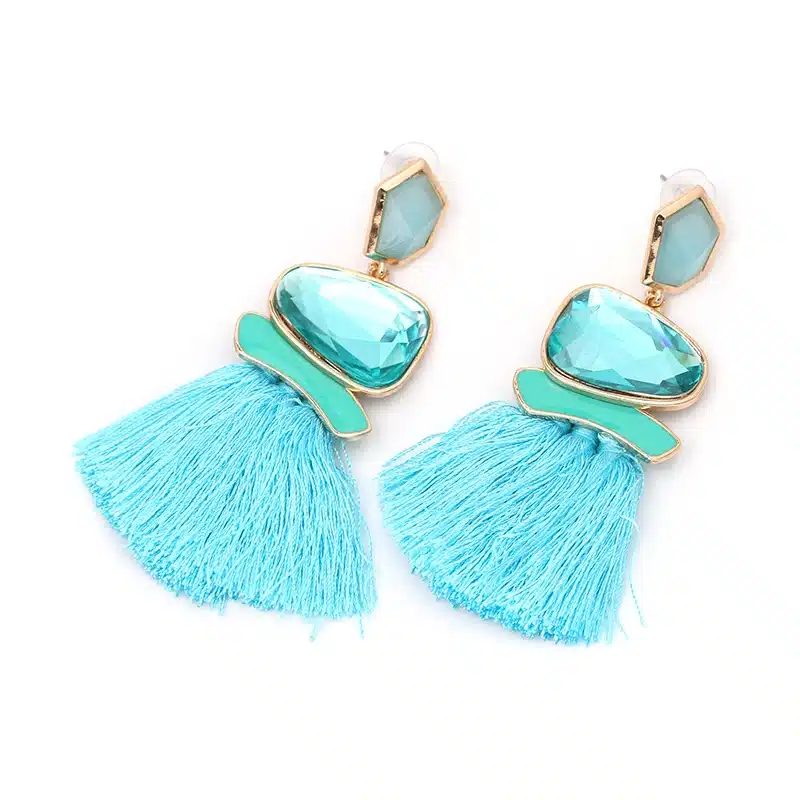 Boho Simulated Pearl Tassel Earrings For Women Vintage Gem Stone Long Fringe Hanging Drop Colorful Earring Pendientes Jewelry 39