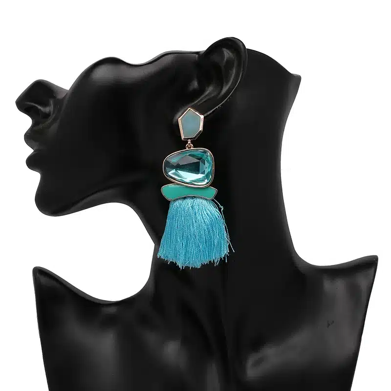Boho Simulated Pearl Tassel Earrings For Women Vintage Gem Stone Long Fringe Hanging Drop Colorful Earring Pendientes Jewelry 40