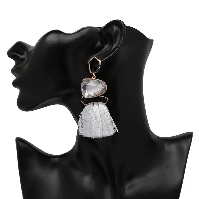 Boho Simulated Pearl Tassel Earrings For Women Vintage Gem Stone Long Fringe Hanging Drop Colorful Earring Pendientes Jewelry 42