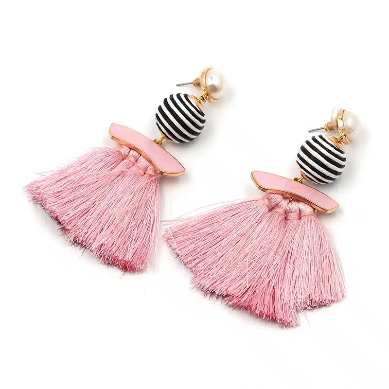 Boho Simulated Pearl Tassel Earrings For Women Vintage Gem Stone Long Fringe Hanging Drop Colorful Earring Pendientes Jewelry 45