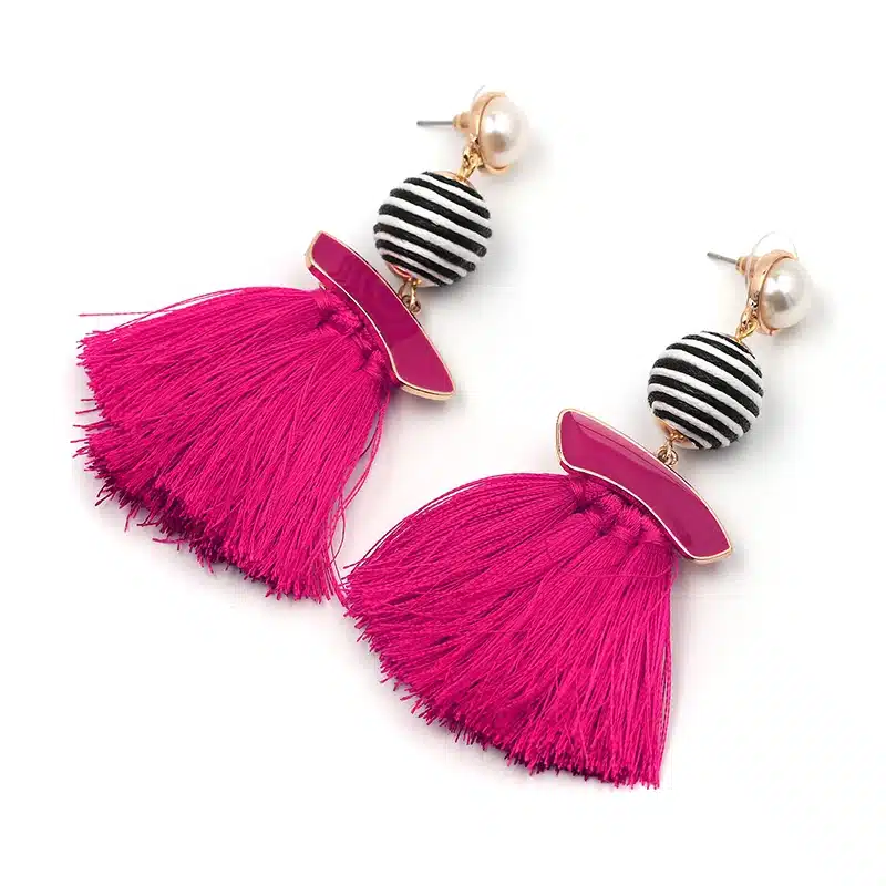 Boho Simulated Pearl Tassel Earrings For Women Vintage Gem Stone Long Fringe Hanging Drop Colorful Earring Pendientes Jewelry 46
