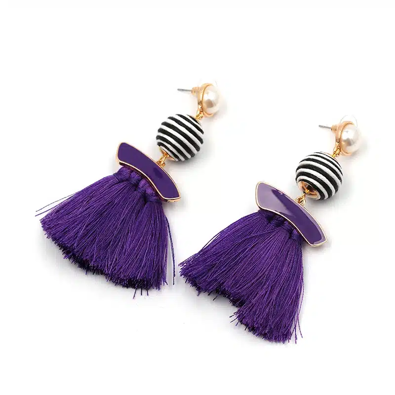 Boho Simulated Pearl Tassel Earrings For Women Vintage Gem Stone Long Fringe Hanging Drop Colorful Earring Pendientes Jewelry 48