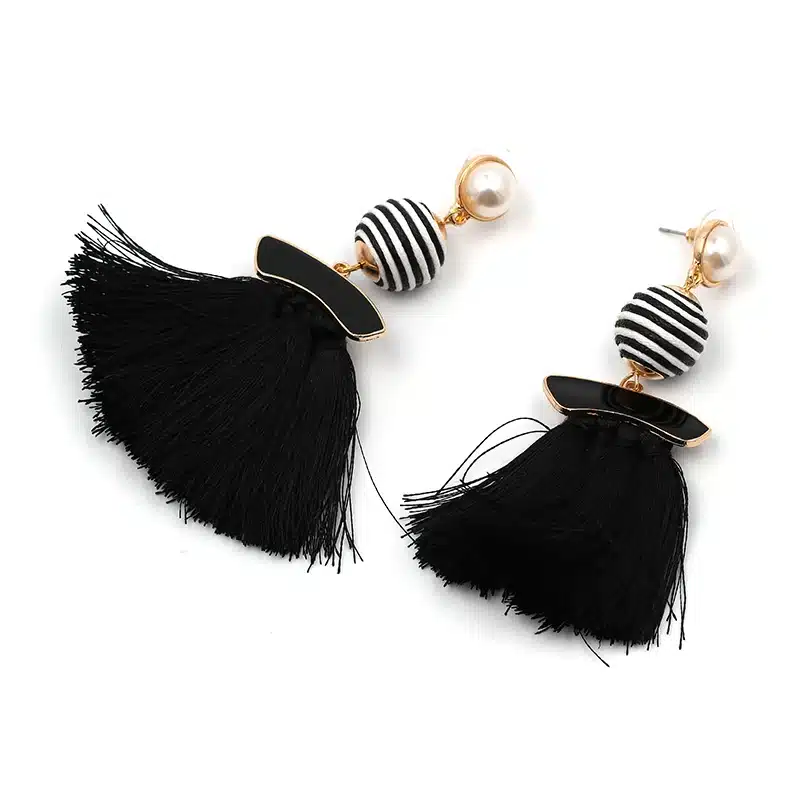 Boho Simulated Pearl Tassel Earrings For Women Vintage Gem Stone Long Fringe Hanging Drop Colorful Earring Pendientes Jewelry 49
