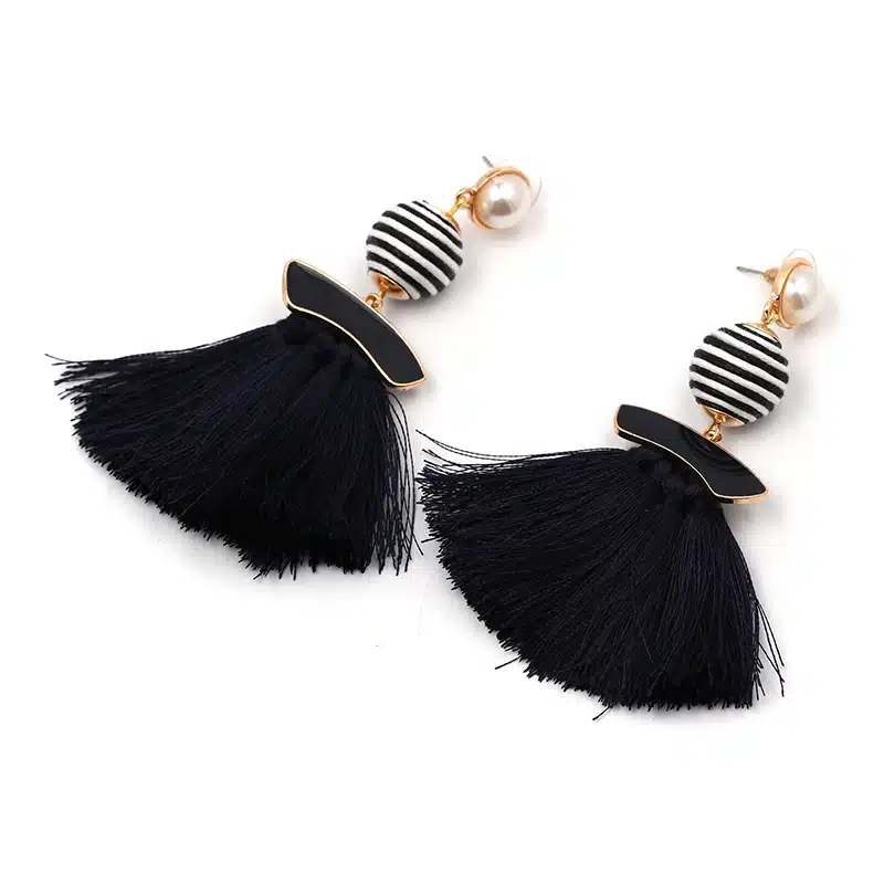 Boho Simulated Pearl Tassel Earrings For Women Vintage Gem Stone Long Fringe Hanging Drop Colorful Earring Pendientes Jewelry 50