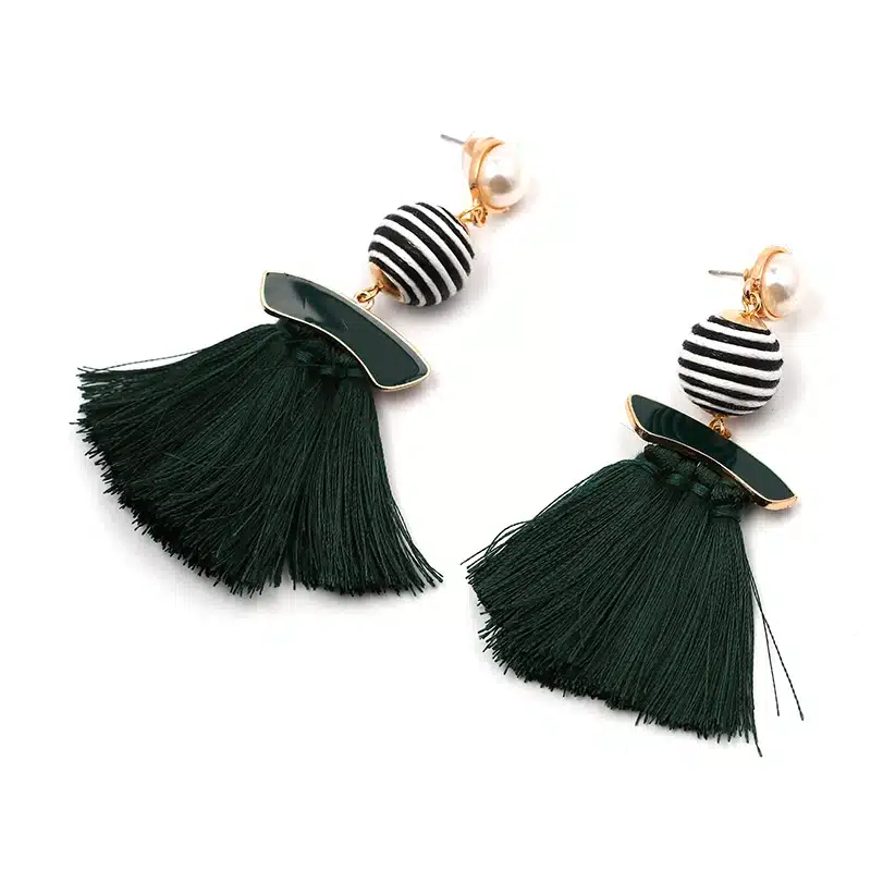 Boho Simulated Pearl Tassel Earrings For Women Vintage Gem Stone Long Fringe Hanging Drop Colorful Earring Pendientes Jewelry 51